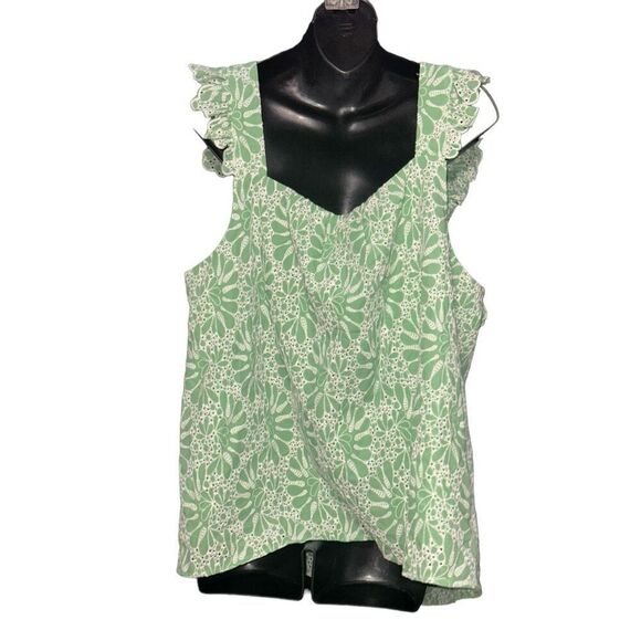 NEW WITH TAGS LOFT Eyelet Ruffle Square Neck Tank Top Blouse Size XL - Picture 5 of 9